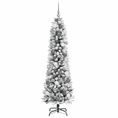 Konstgjord julgran Vit 180 cm PVC och Metall och Plast