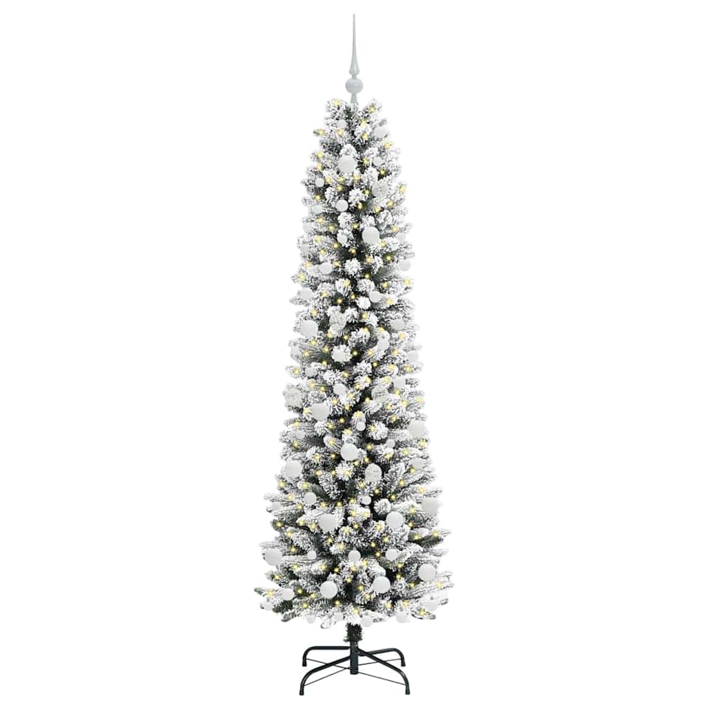 Konstgjord julgran Vit 180 cm PVC och Metall och Plast