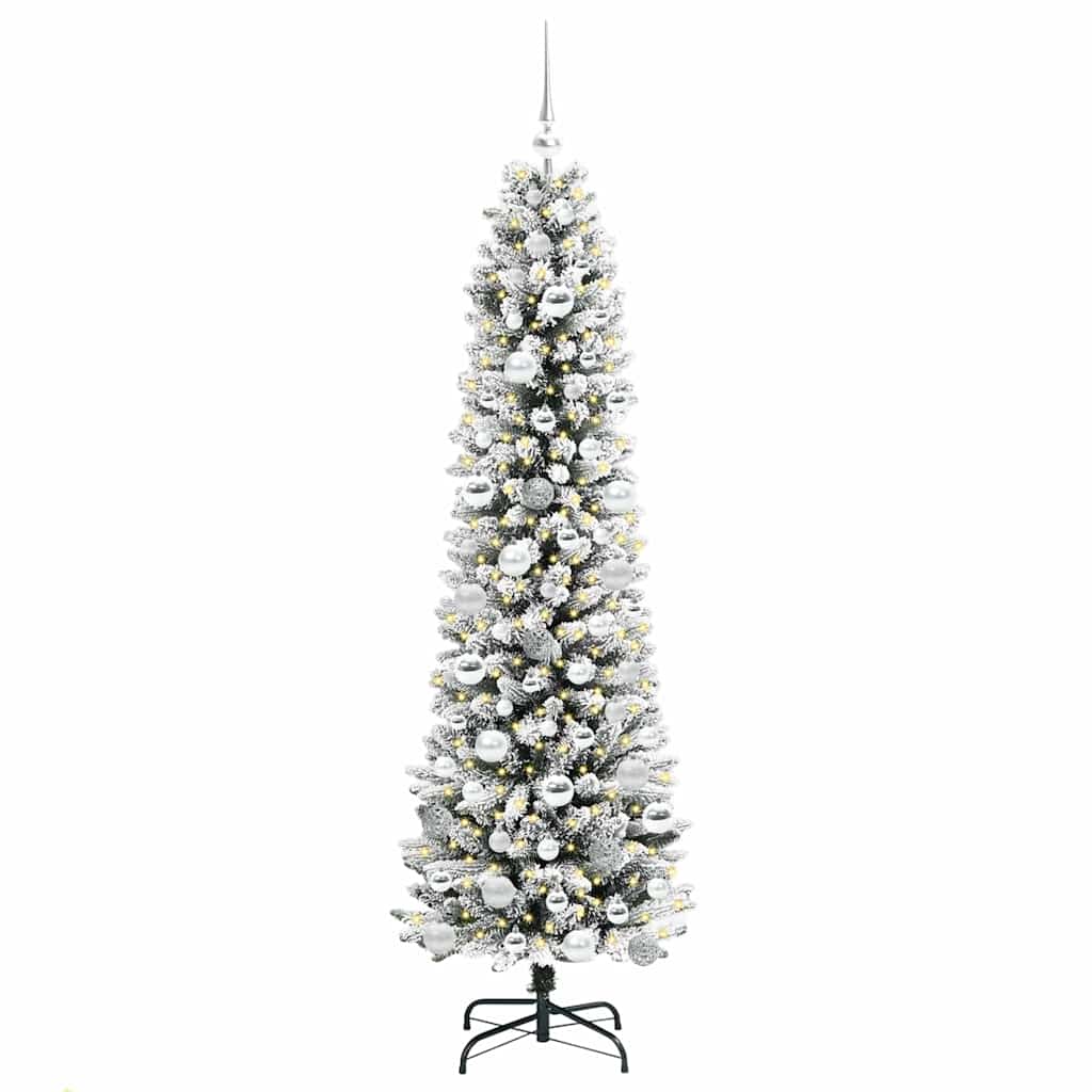 Konstgjord julgran Vit 180 cm PVC och Metall och Plast