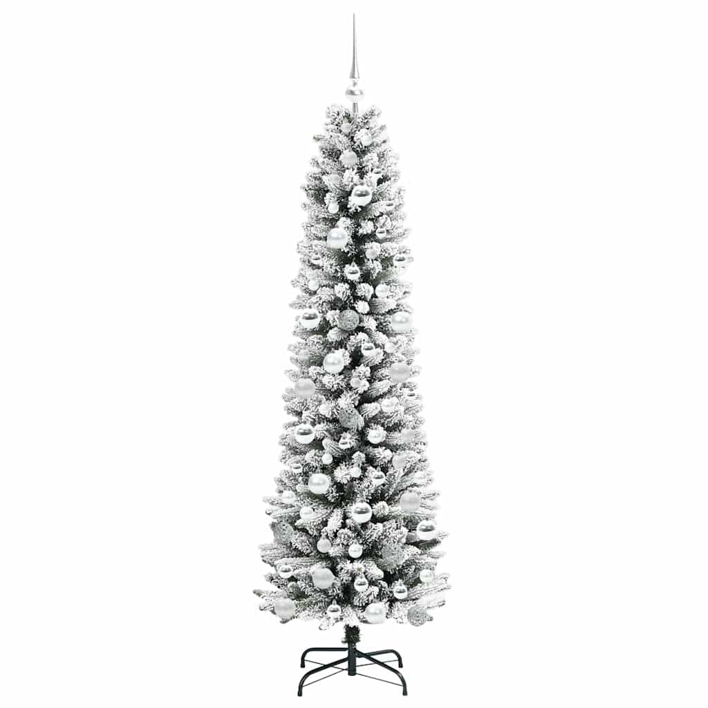 Konstgjord julgran Vit 180 cm PVC och Metall och Plast