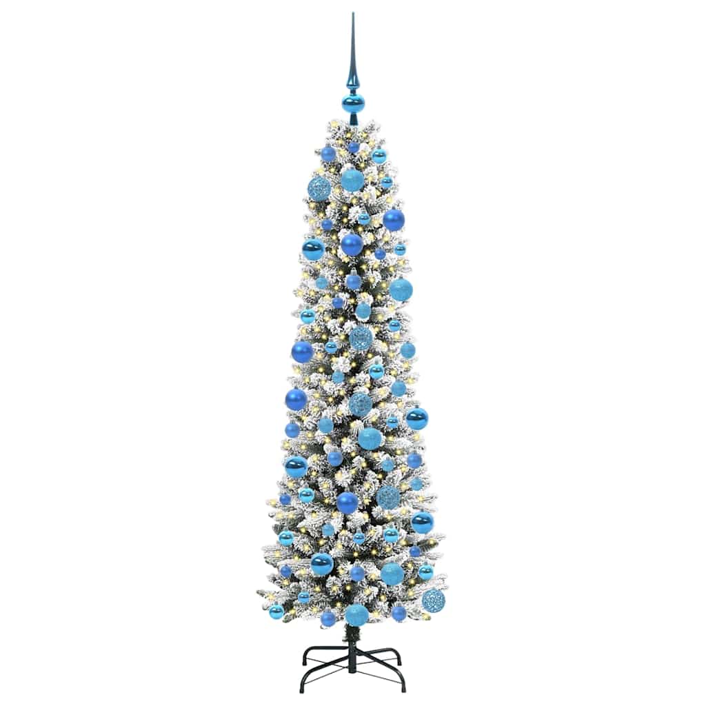 Konstgjord julgran Vit 180 cm PVC och Metall och Plast