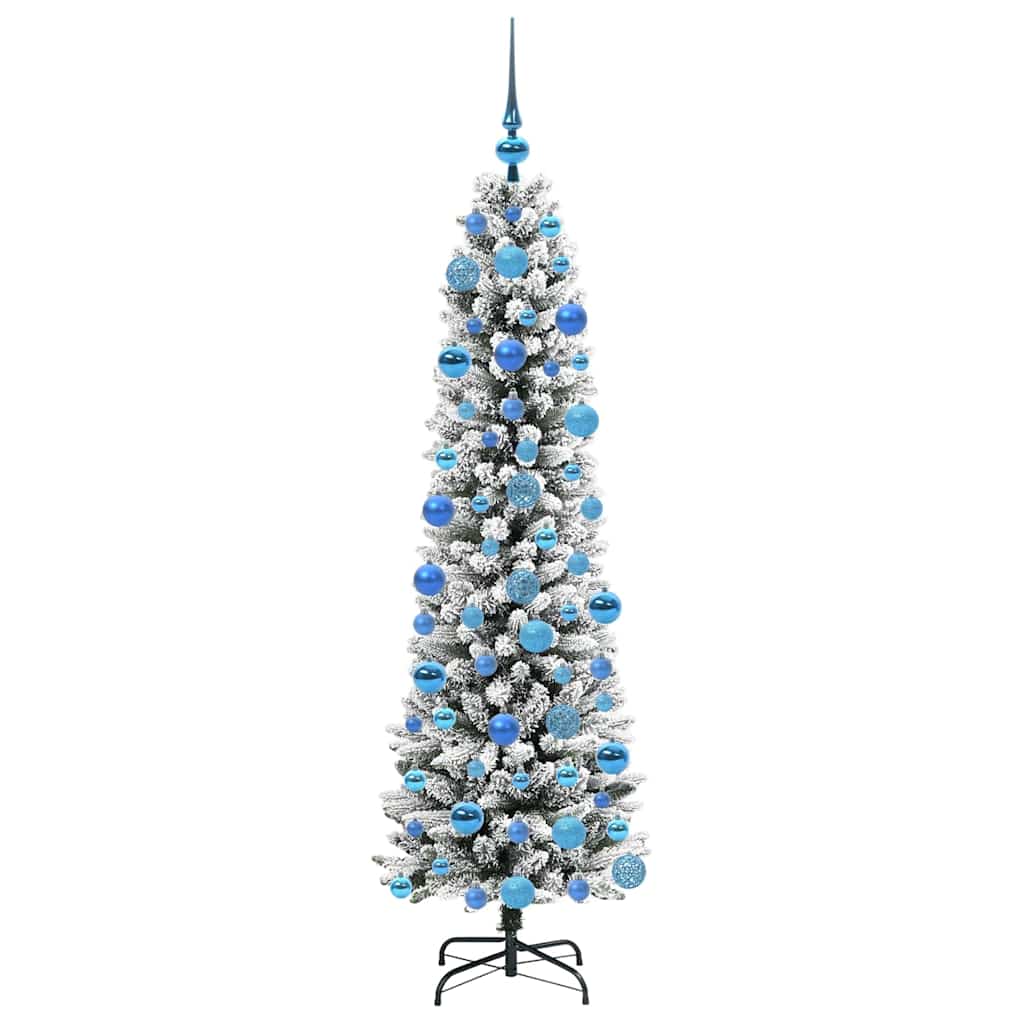 Konstgjord julgran Vit 180 cm PVC och Metall och Plast