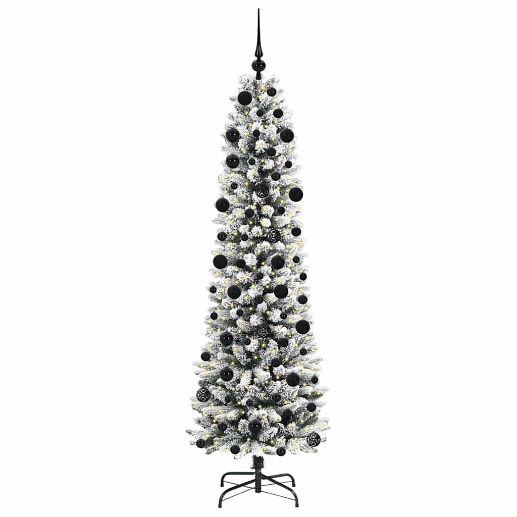 Konstgjord julgran Vit 210 cm PVC och Metall och Plast