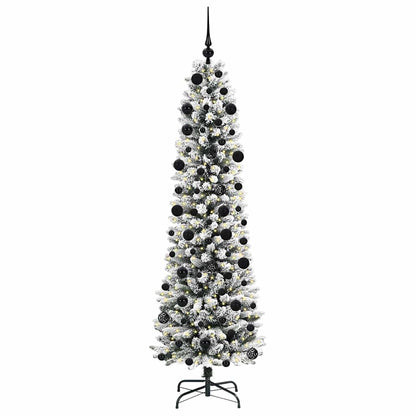 Konstgjord julgran Vit 210 cm PVC och Metall och Plast