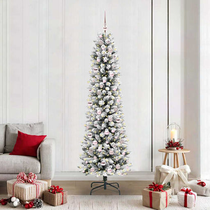 Konstgjord julgran Vit 210 cm PVC och Metall och Plast