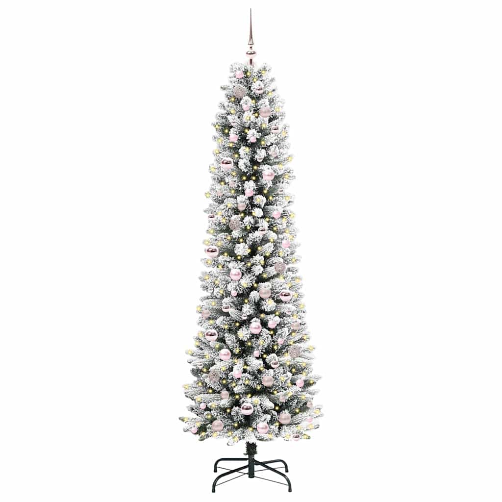 Konstgjord julgran Vit 210 cm PVC och Metall och Plast