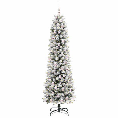 Konstgjord julgran Vit 210 cm PVC och Metall och Plast