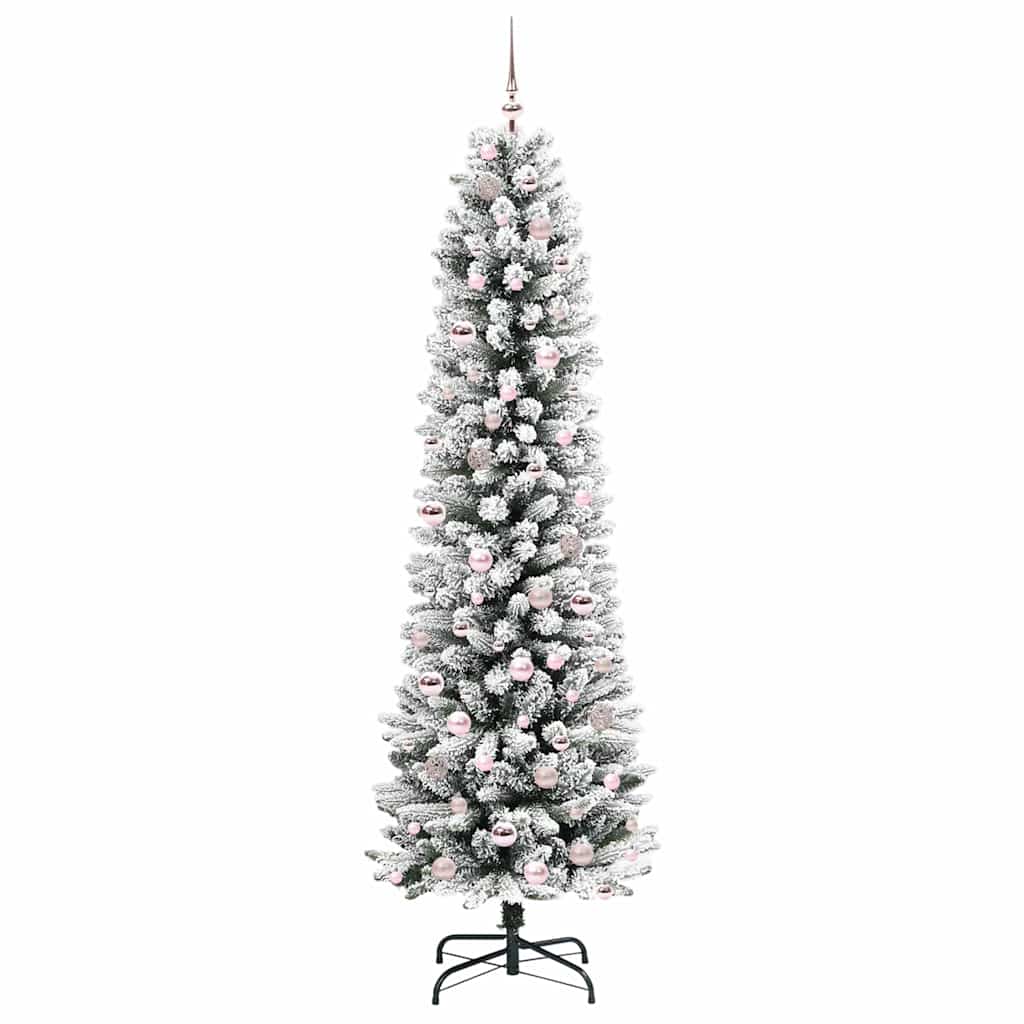Konstgjord julgran Vit 210 cm PVC och Metall och Plast