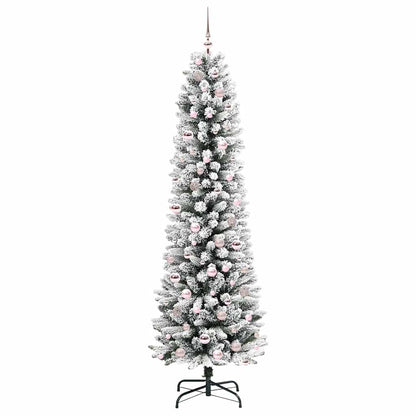 Konstgjord julgran Vit 210 cm PVC och Metall och Plast