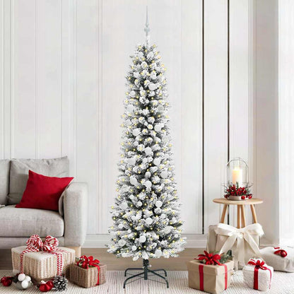 Konstgjord julgran Vit 210 cm PVC och Metall och Plast
