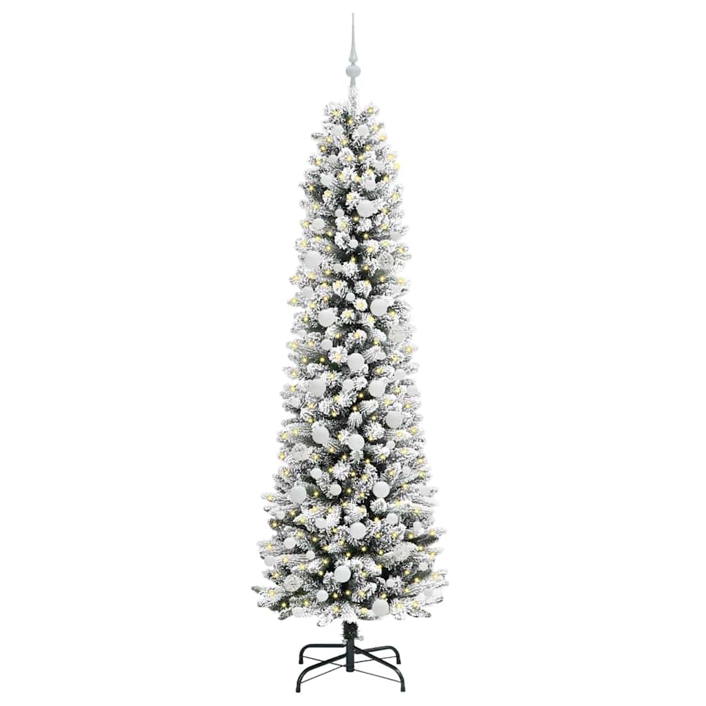 Konstgjord julgran Vit 210 cm PVC och Metall och Plast