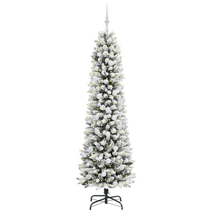 Konstgjord julgran Vit 210 cm PVC och Metall och Plast