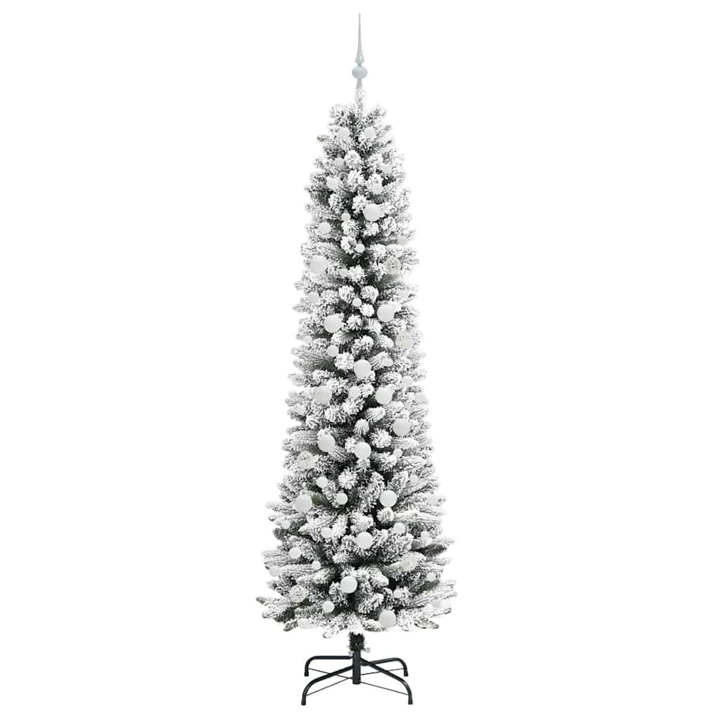 Konstgjord julgran Vit 210 cm PVC och Metall och Plast