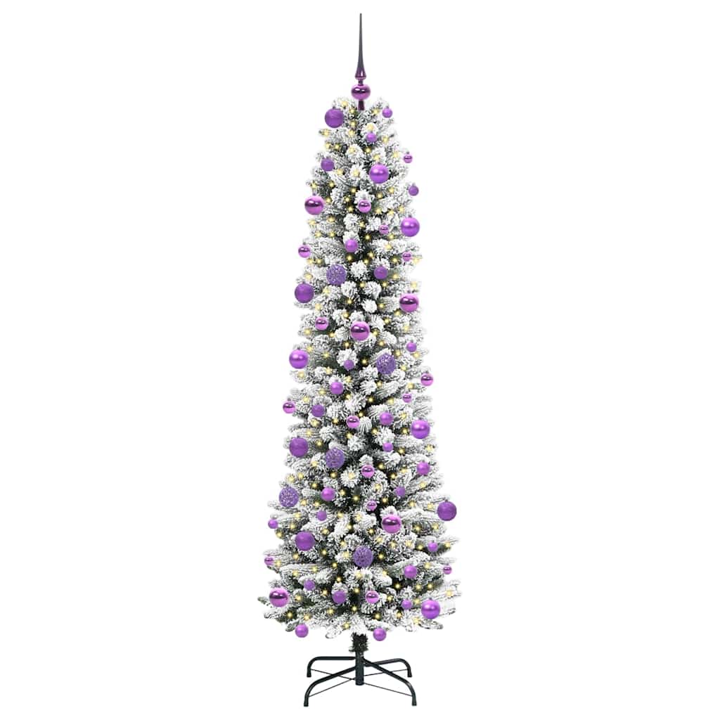 Konstgjord julgran Vit 210 cm PVC och Metall och Plast