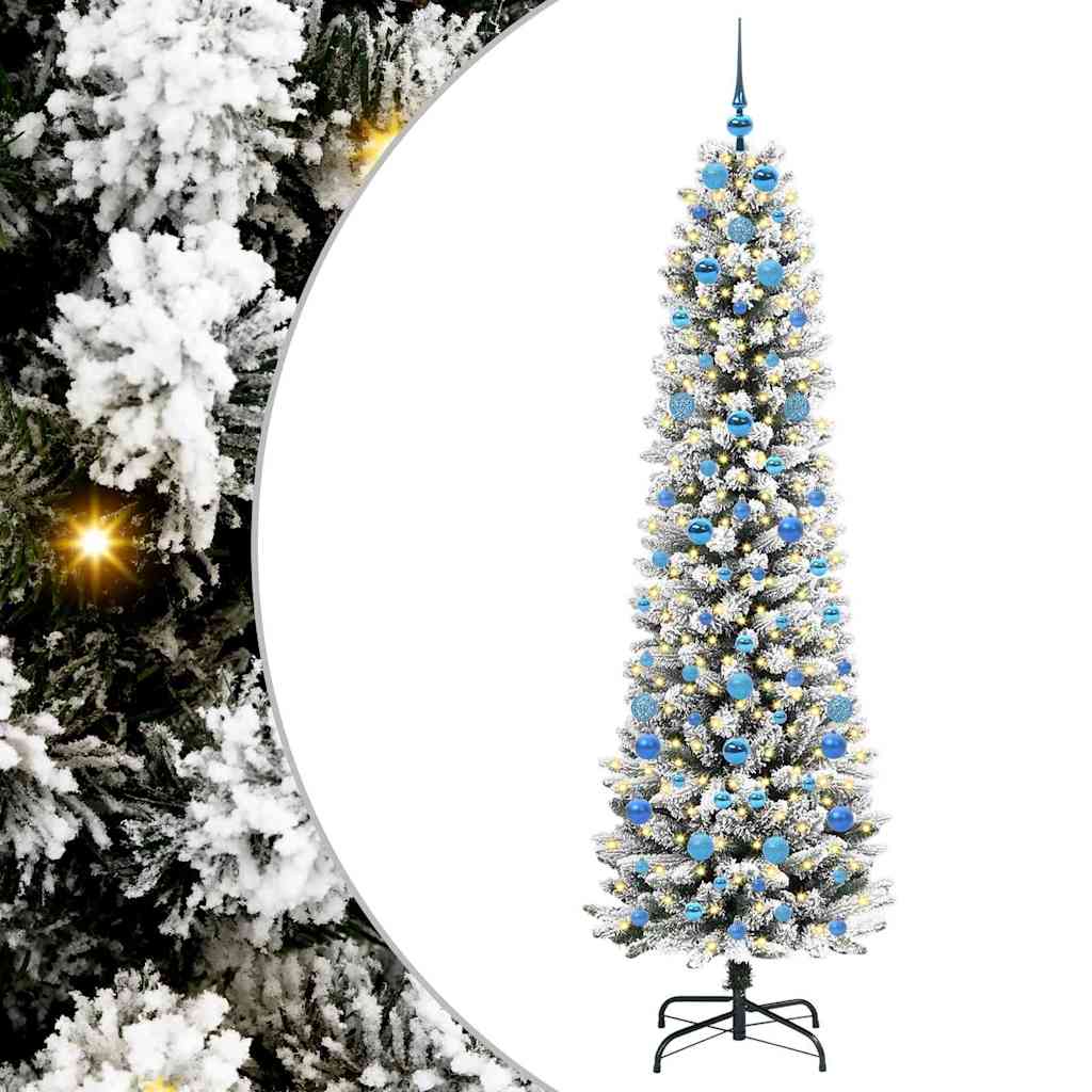Konstgjord julgran Vit 210 cm PVC och Metall och Plast