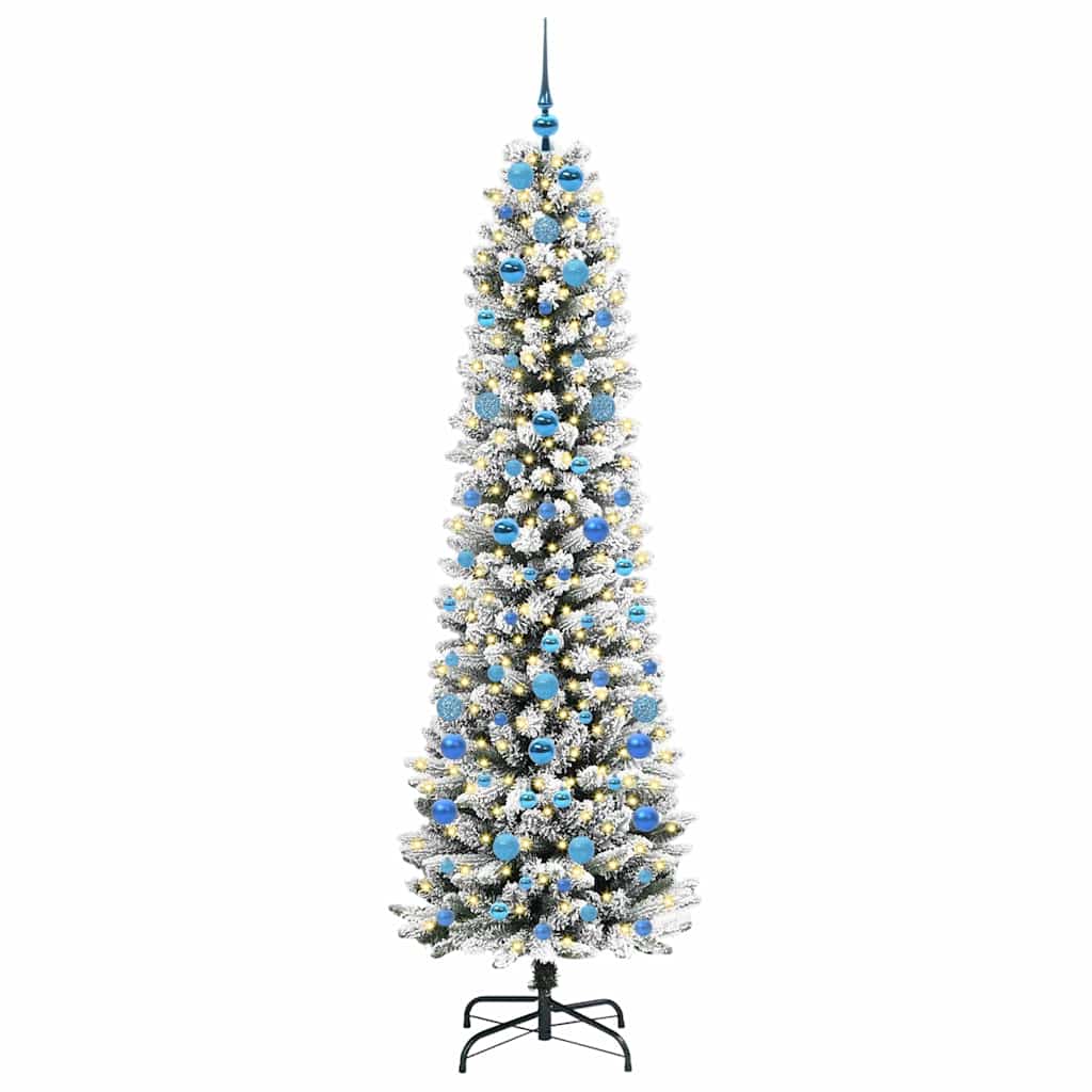 Konstgjord julgran Vit 210 cm PVC och Metall och Plast
