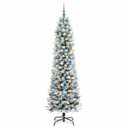 Konstgjord julgran Vit 210 cm PVC och Metall och Plast