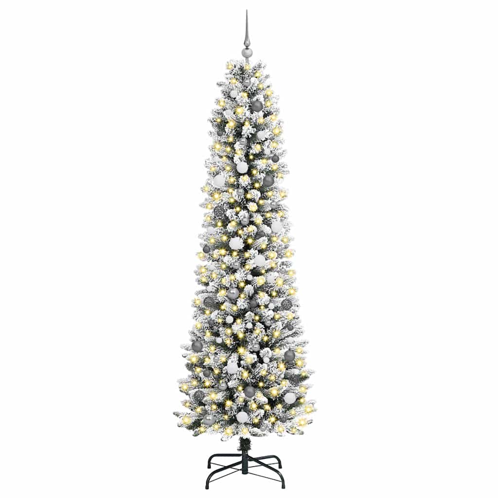 Konstgjord julgran Vit 240 cm PVC och Metall och Plast