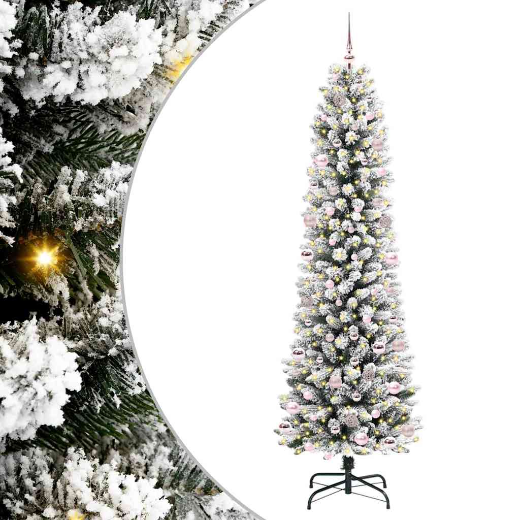 Konstgjord julgran Vit 240 cm PVC och Metall och Plast