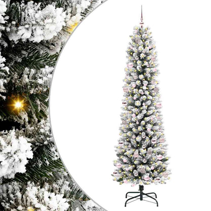 Konstgjord julgran Vit 240 cm PVC och Metall och Plast
