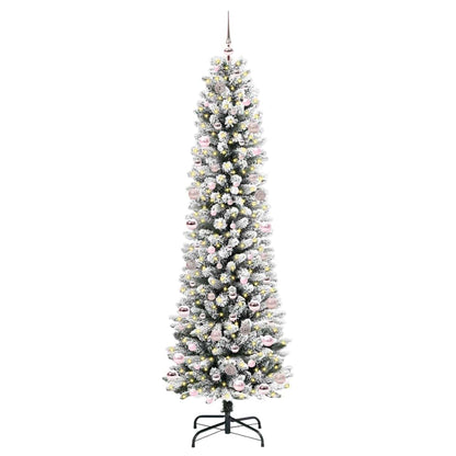 Konstgjord julgran Vit 240 cm PVC och Metall och Plast