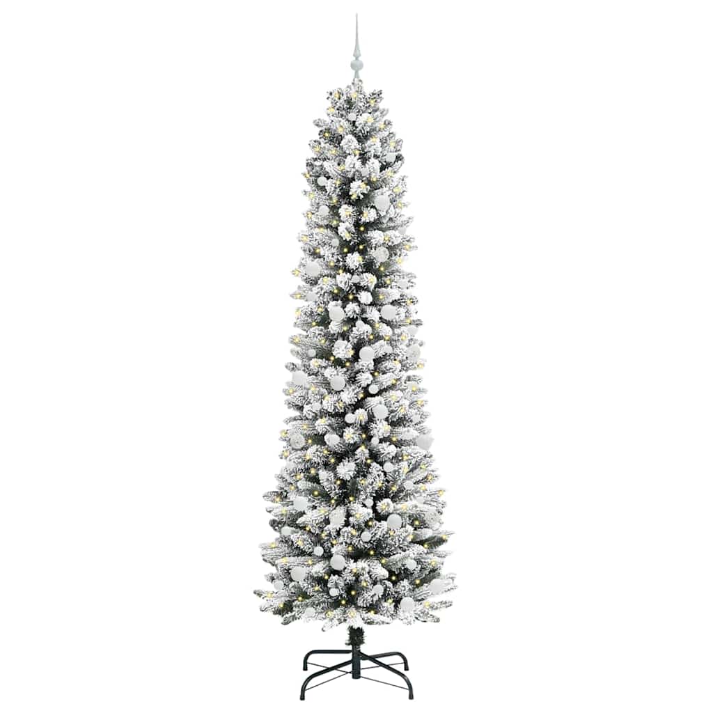 Konstgjord julgran Vit 240 cm PVC och Metall och Plast