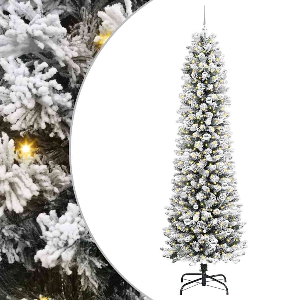 Konstgjord julgran Vit 240 cm PVC och Metall och Plast