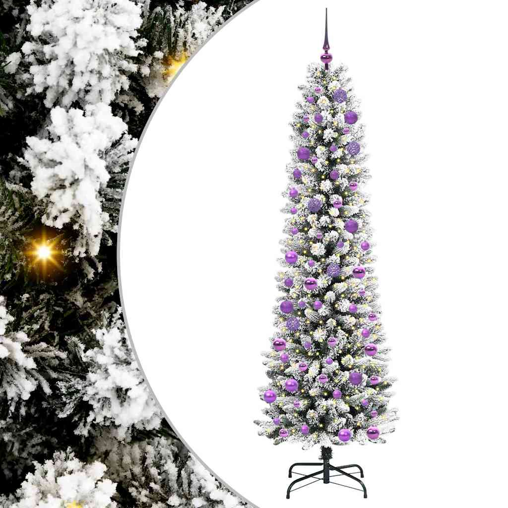 Konstgjord julgran Vit 240 cm PVC och Metall och Plast