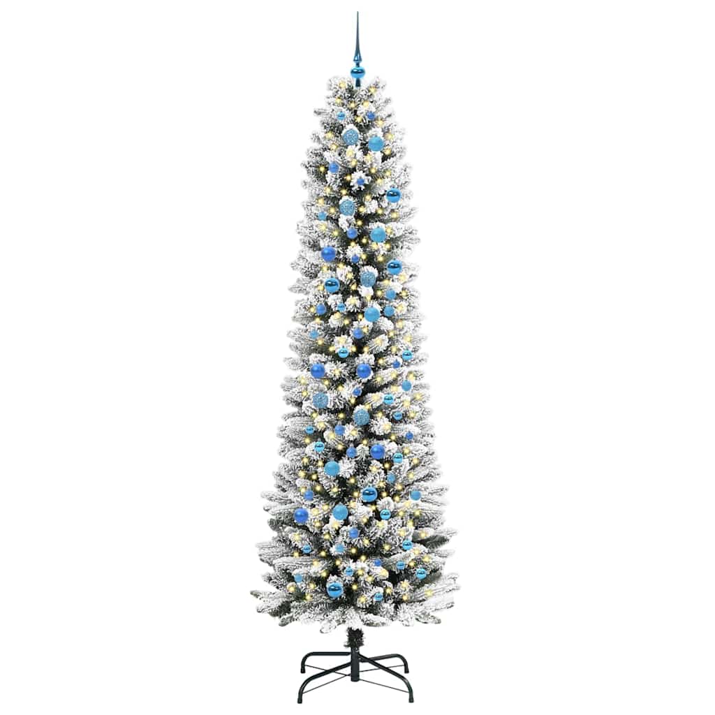 Konstgjord julgran Vit 240 cm PVC och Metall och Plast