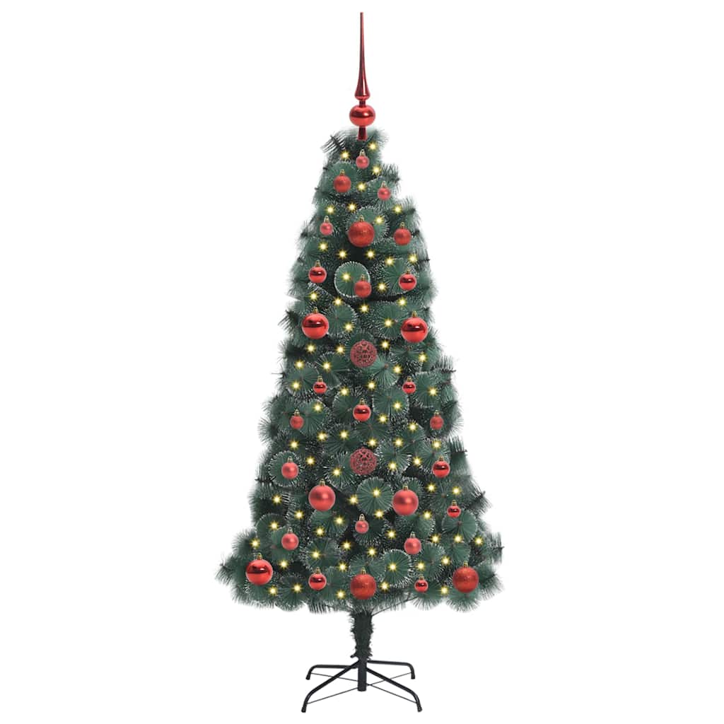Konstgjord Förbelyst Julgran med Bollsats Grön 120 cm PET
