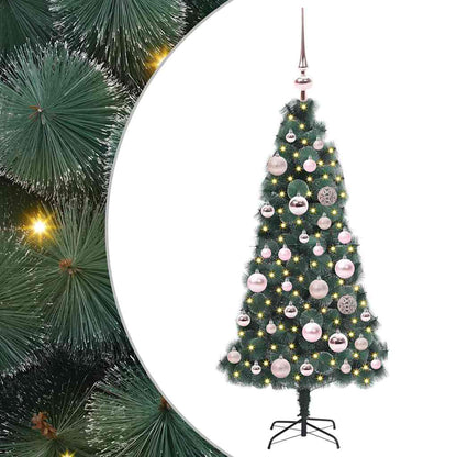 Konstgjord Förbelyst Julgran med Kula Set Grön 120 cm PET