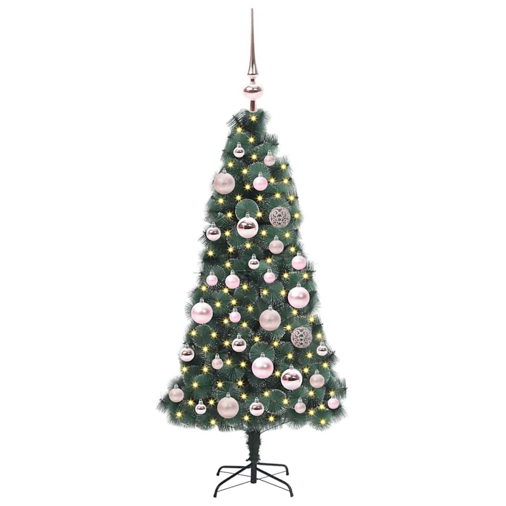 Konstgjord Förbelyst Julgran med Kula Set Grön 120 cm PET