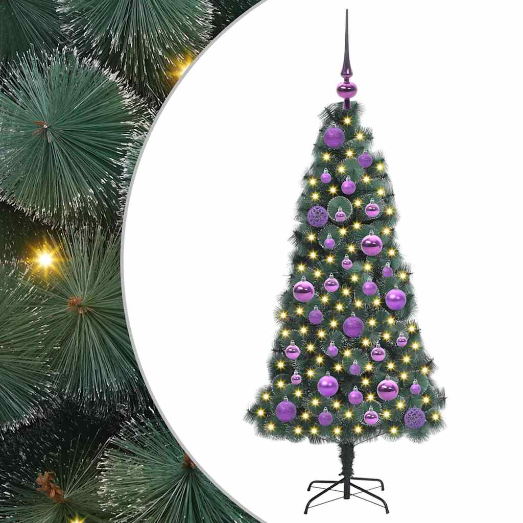 Konstgjord Förbelyst Julgran med Bollar Grön 120 cm PET