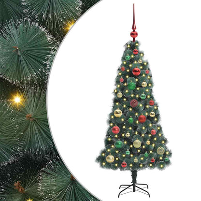 Konstgjord förbelyst julgran med kulset Grön 120 cm PET