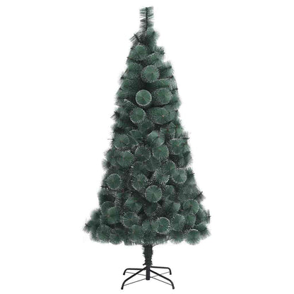 Kunstig förbelyst julgran med bollar Grön 150 cm PET