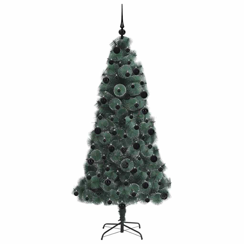 Konstgjort förbelyst julgran med bollsats Grön 210 cm PET