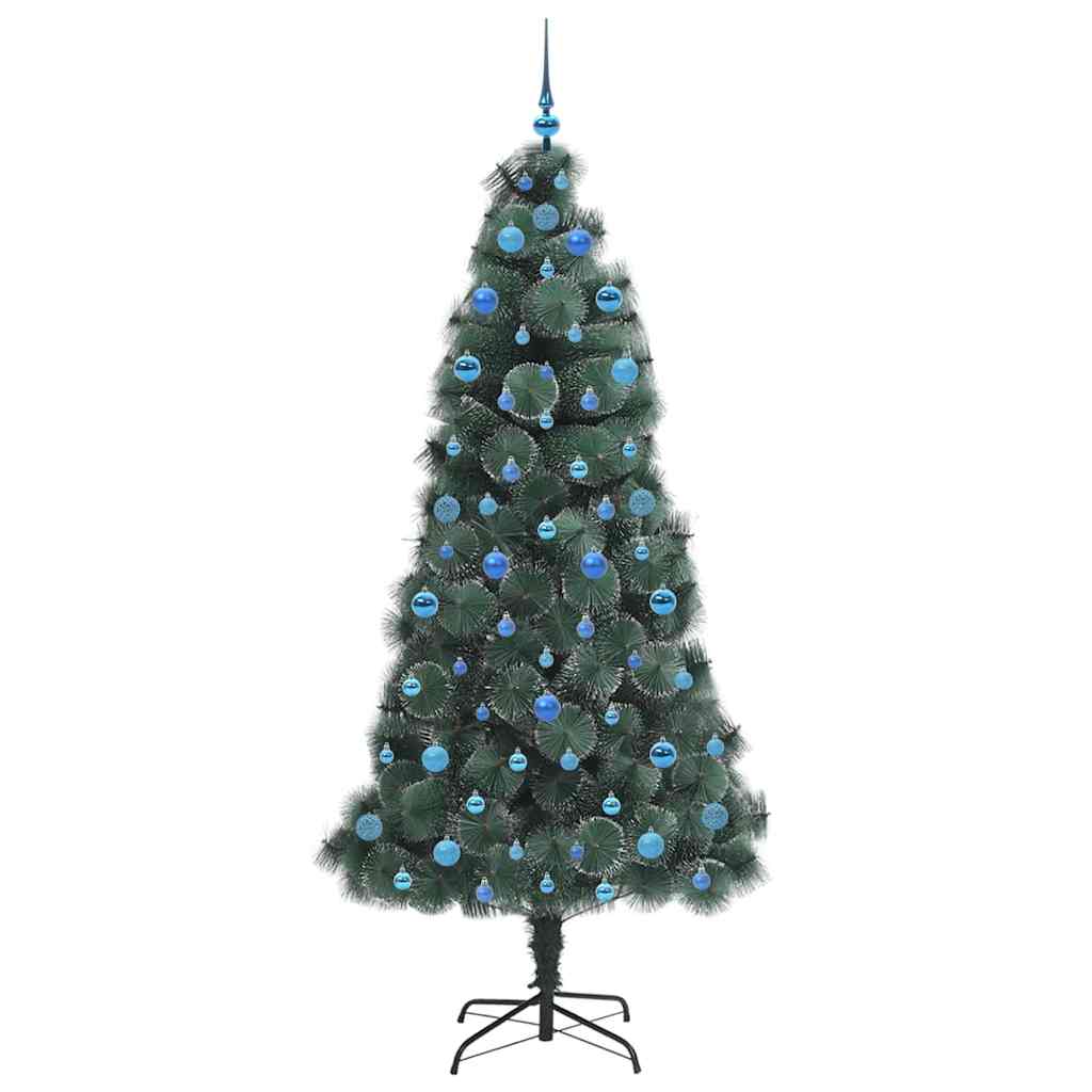 Konstgjord förbelyst julgran med bollsats Grön 210 cm PET