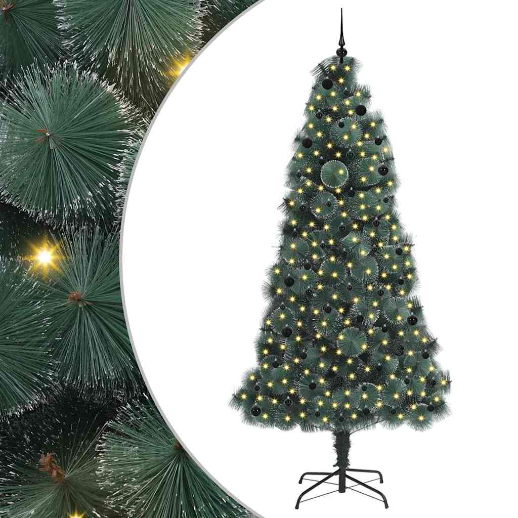 Konstgjord förbelyst julgran med bollsats Grön 240 cm PET