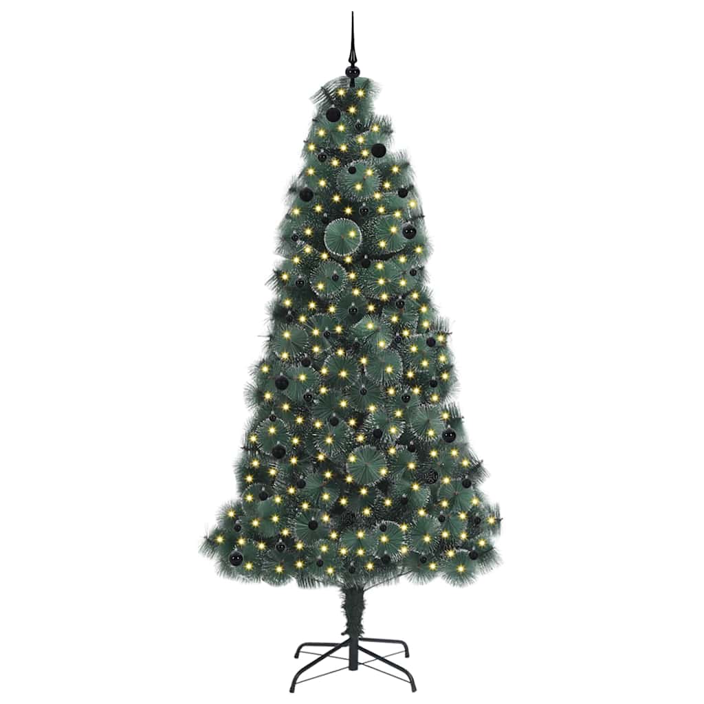 Konstgjord förbelyst julgran med bollsats Grön 240 cm PET