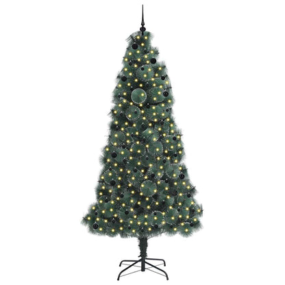 Konstgjord förbelyst julgran med bollsats Grön 240 cm PET