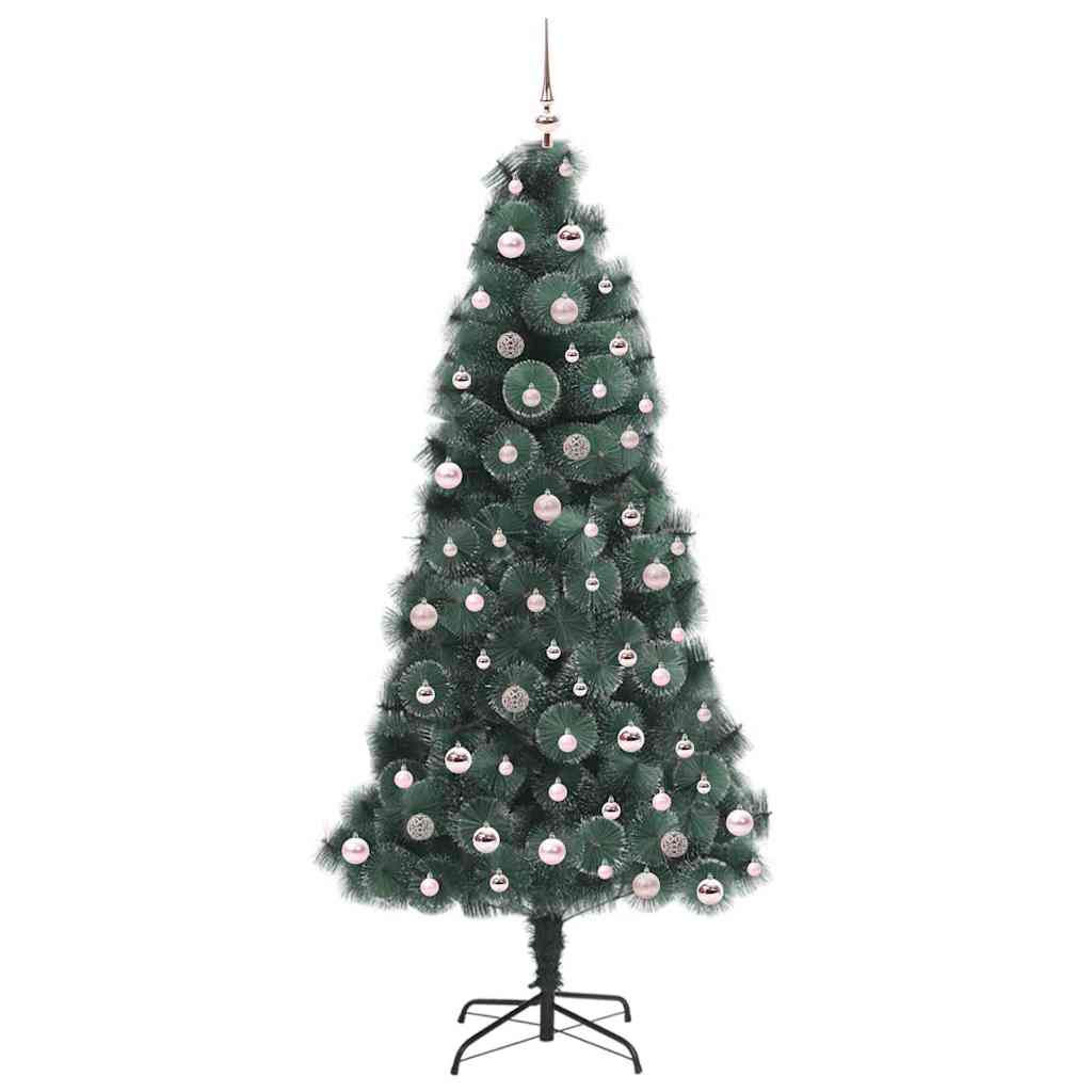 Konstgjord förbelyst julgran med bollsats Grön 240 cm PET