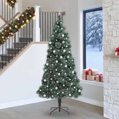 Konstgjord förbelyst julgran med bollsats Grön 240 cm PET