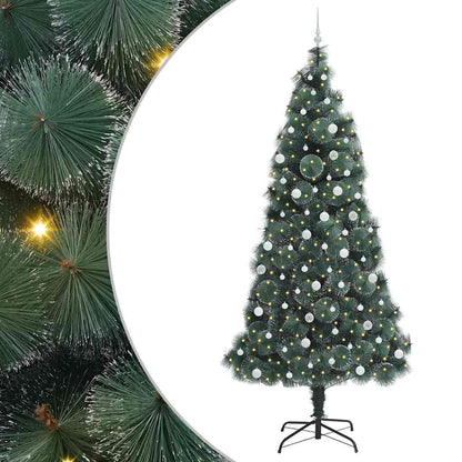 Konstgjord förbelyst julgran med bollsats Grön 240 cm PET