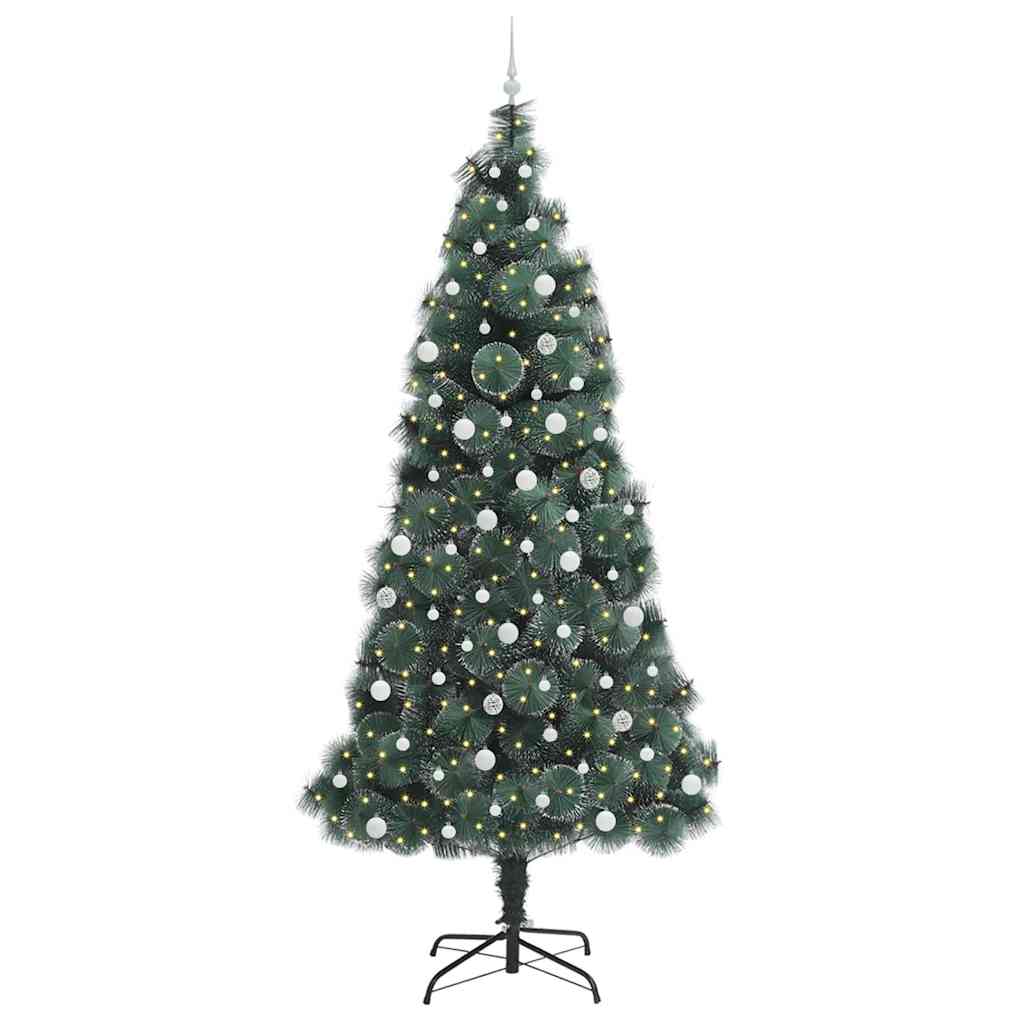 Konstgjord förbelyst julgran med bollsats Grön 240 cm PET