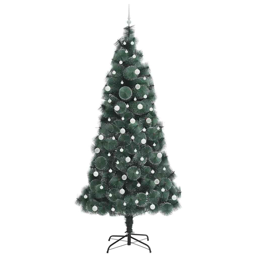 Konstgjord förbelyst julgran med bollsats Grön 240 cm PET