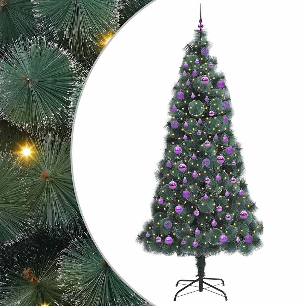 Konstgjord förbelyst julgran med bollar Grön 240 cm PET