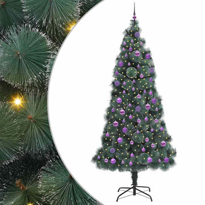 Konstgjord förbelyst julgran med bollar Grön 240 cm PET