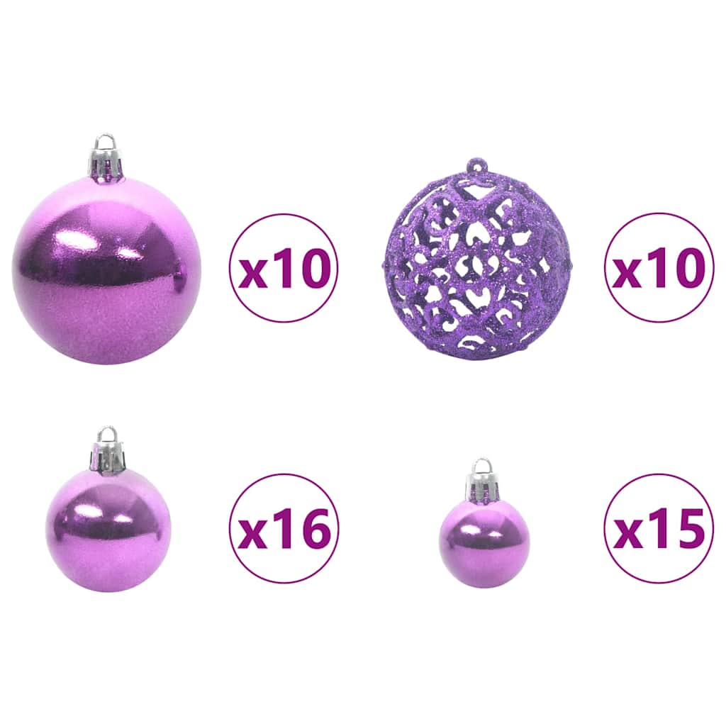 Konstgjord förbelyst julgran med bollar Grön 240 cm PET