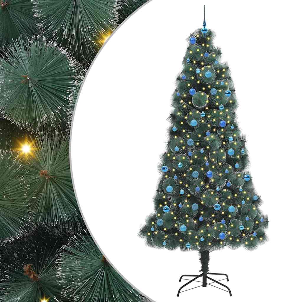 Konstgjord förbelyst julgran med kulset Grön 240 cm PET