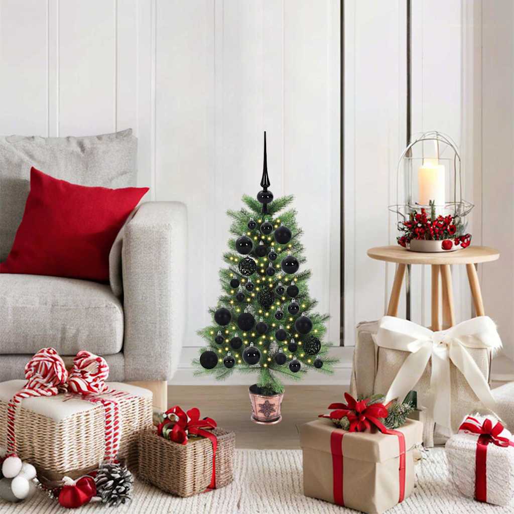 Julgran med 150 LED-lampor med stativ Grön 65 cm PE